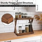 Two-Tier Solid Wood Bathroom Vanity Organizer Shelf, Freestanding, view 5