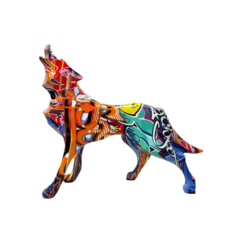 Unique Wolf Sculpture made of Hand-Painted Resin | Thrascher