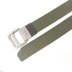 Unisex Canvas Belt with Double Metal Ring Buckle, 110–170 cm