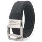 Unisex Canvas Belt with Double Metal Ring Buckle, 110–170 cm