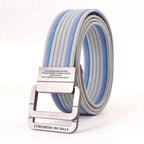 Unisex Canvas Belt with Double Metal Ring Buckle, 110–170 cm
