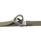 Unisex Canvas Belt with Double Metal Ring Buckle, 110–170 cm