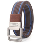 Unisex Canvas Belt with Double Metal Ring Buckle, 110–170 cm