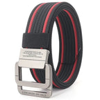 Unisex Canvas Belt with Double Metal Ring Buckle, 110–170 cm