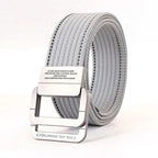 Unisex Canvas Belt with Double Metal Ring Buckle, 110–170 cm