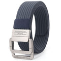 Unisex Canvas Belt with Double Metal Ring Buckle, 110–170 cm