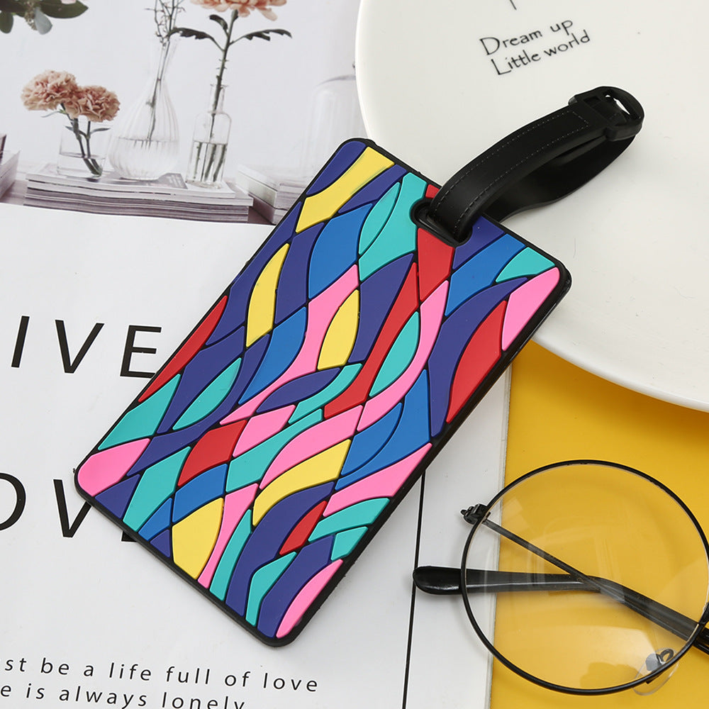 Unisex Geometric Plastic Luggage Tag with Attachment Loop and Info Field, view 11