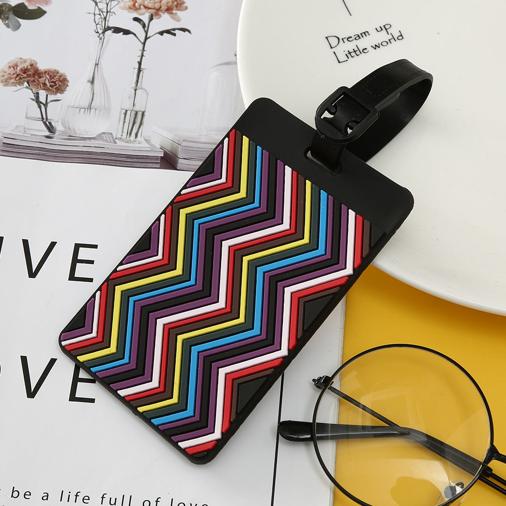 Unisex Geometric Plastic Luggage Tag with Attachment Loop and Info Field, view 13