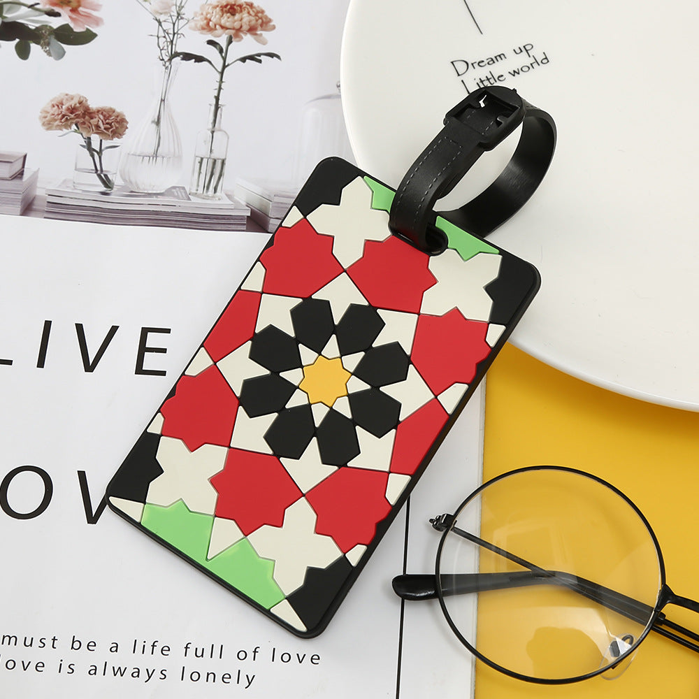 Unisex Geometric Plastic Luggage Tag with Attachment Loop and Info Field, view 18