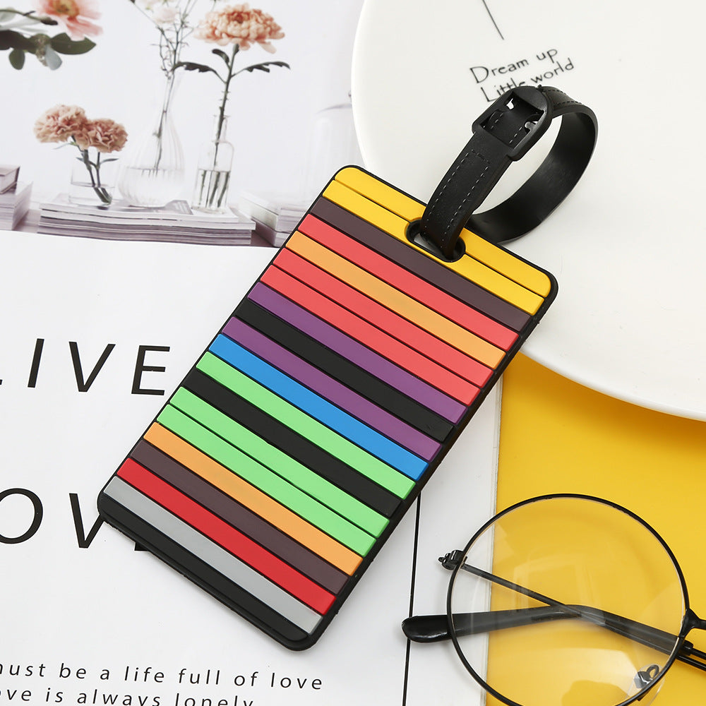Unisex Geometric Plastic Luggage Tag with Attachment Loop and Info Field, view 19