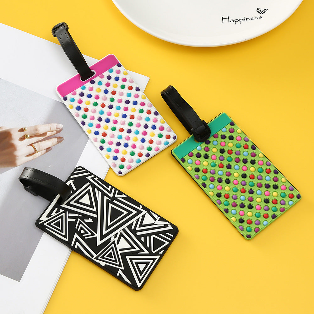 Unisex Geometric Plastic Luggage Tag with Attachment Loop and Info Field, view 2