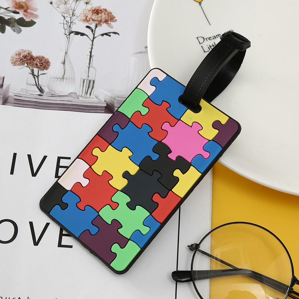 Unisex Geometric Plastic Luggage Tag with Attachment Loop and Info Field, view 20