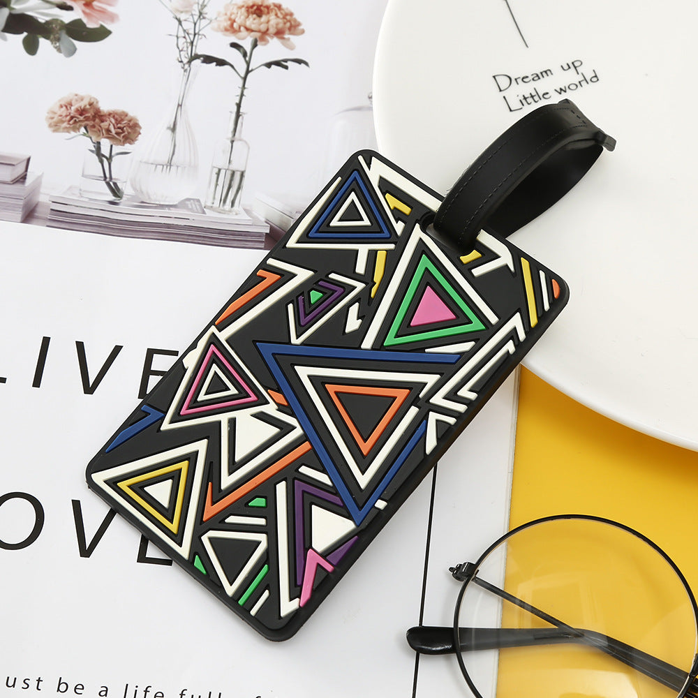 Unisex Geometric Plastic Luggage Tag with Attachment Loop and Info Field, view 21