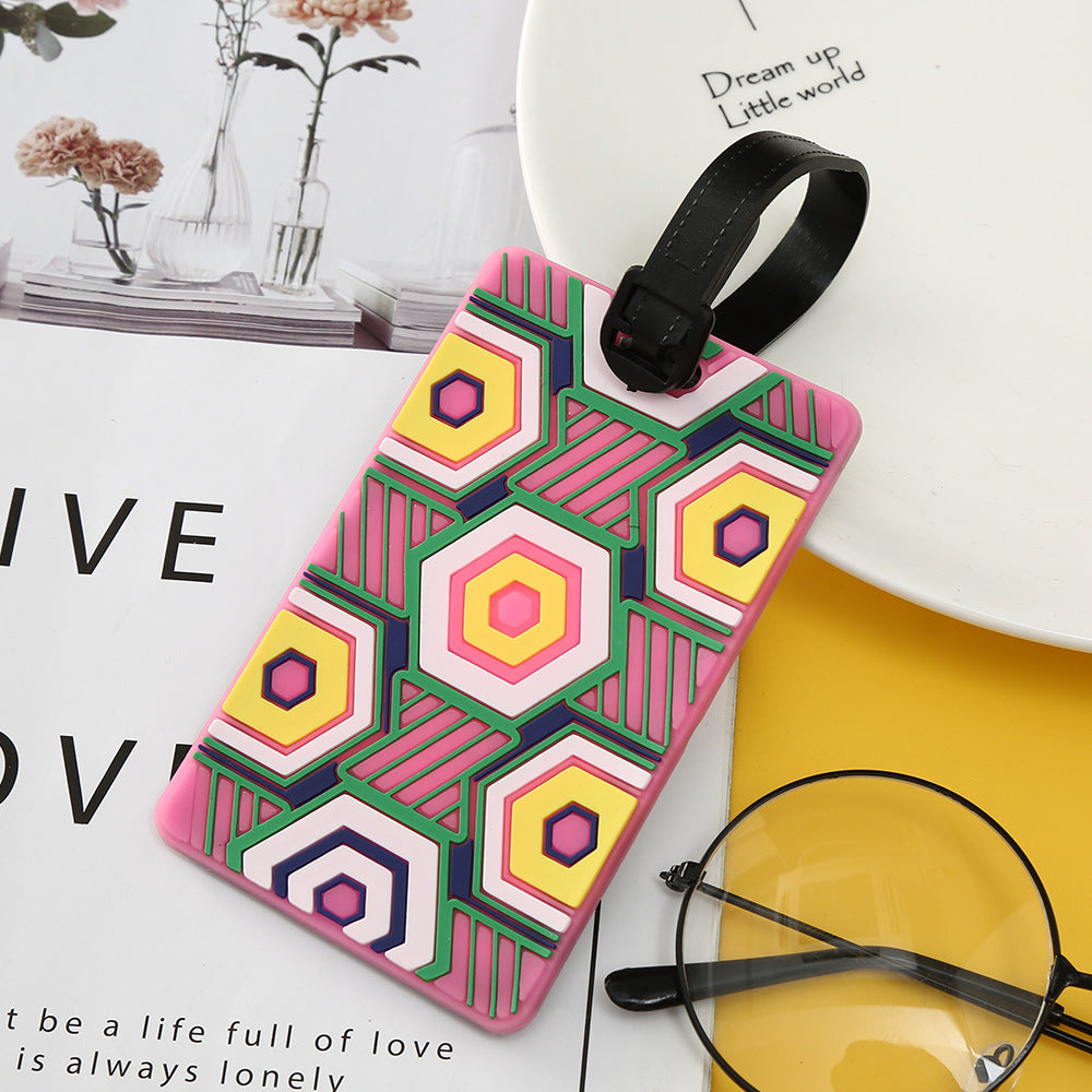 Unisex Geometric Plastic Luggage Tag with Attachment Loop and Info Field, view 22