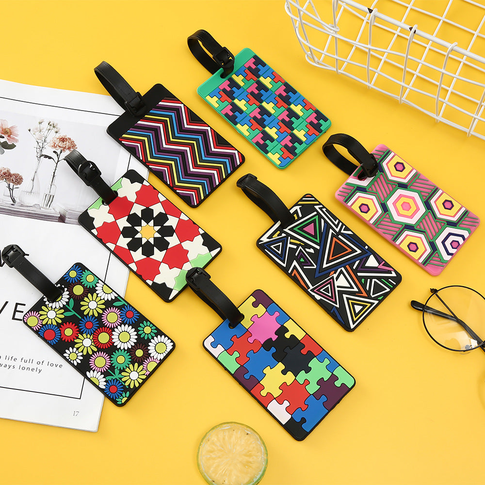 Unisex Geometric Plastic Luggage Tag with Attachment Loop and Info Field, view 3