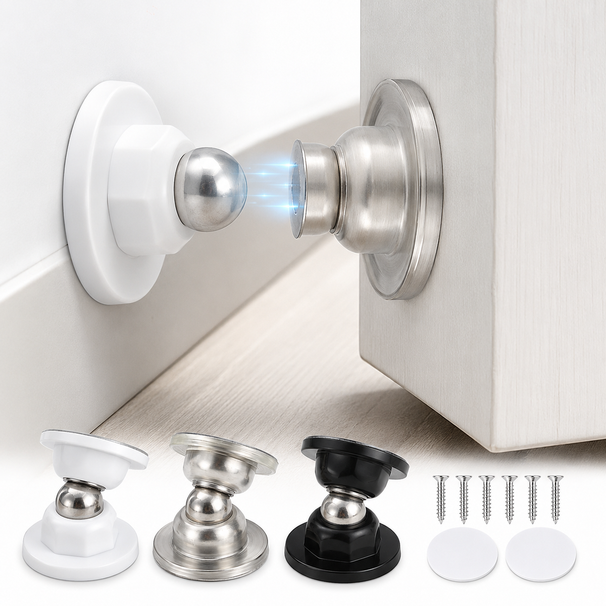 Universal Door Stopper with Flexible Floor or Wall Installation