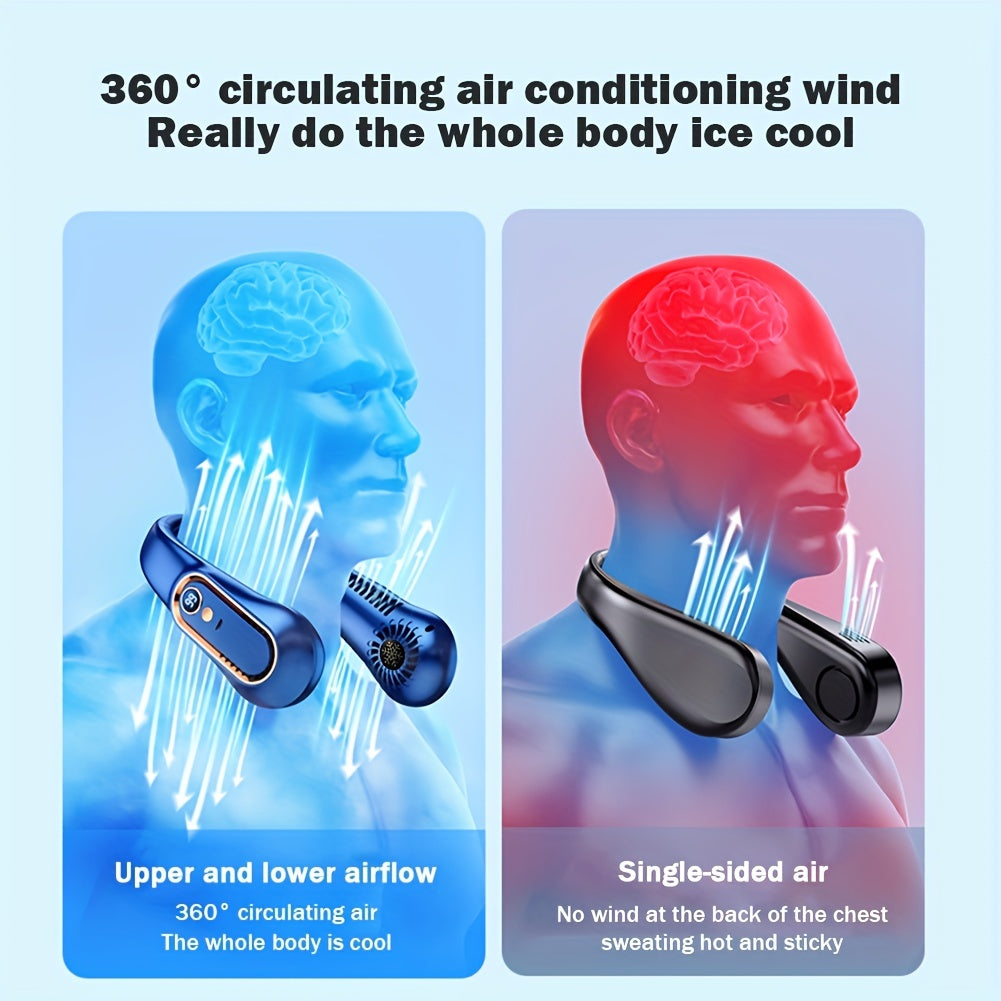 USB Rechargeable 5-Speed Adjustable Bladeless Neck Fan with Digital Display, view 10