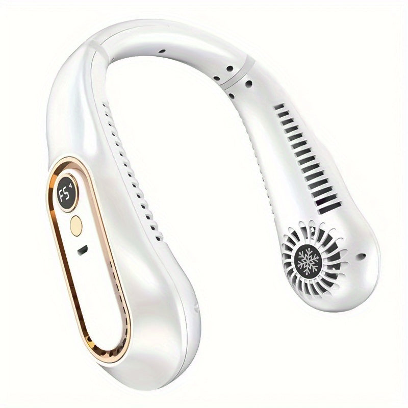 USB Rechargeable 5-Speed Adjustable Bladeless Neck Fan with Digital Display, view 3