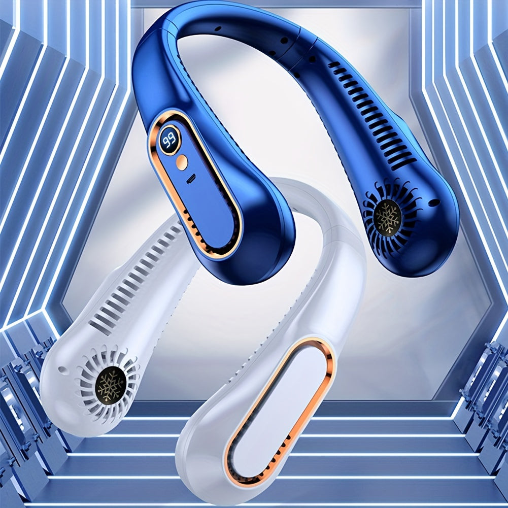 USB Rechargeable 5-Speed Adjustable Bladeless Neck Fan with Digital Display, view 6