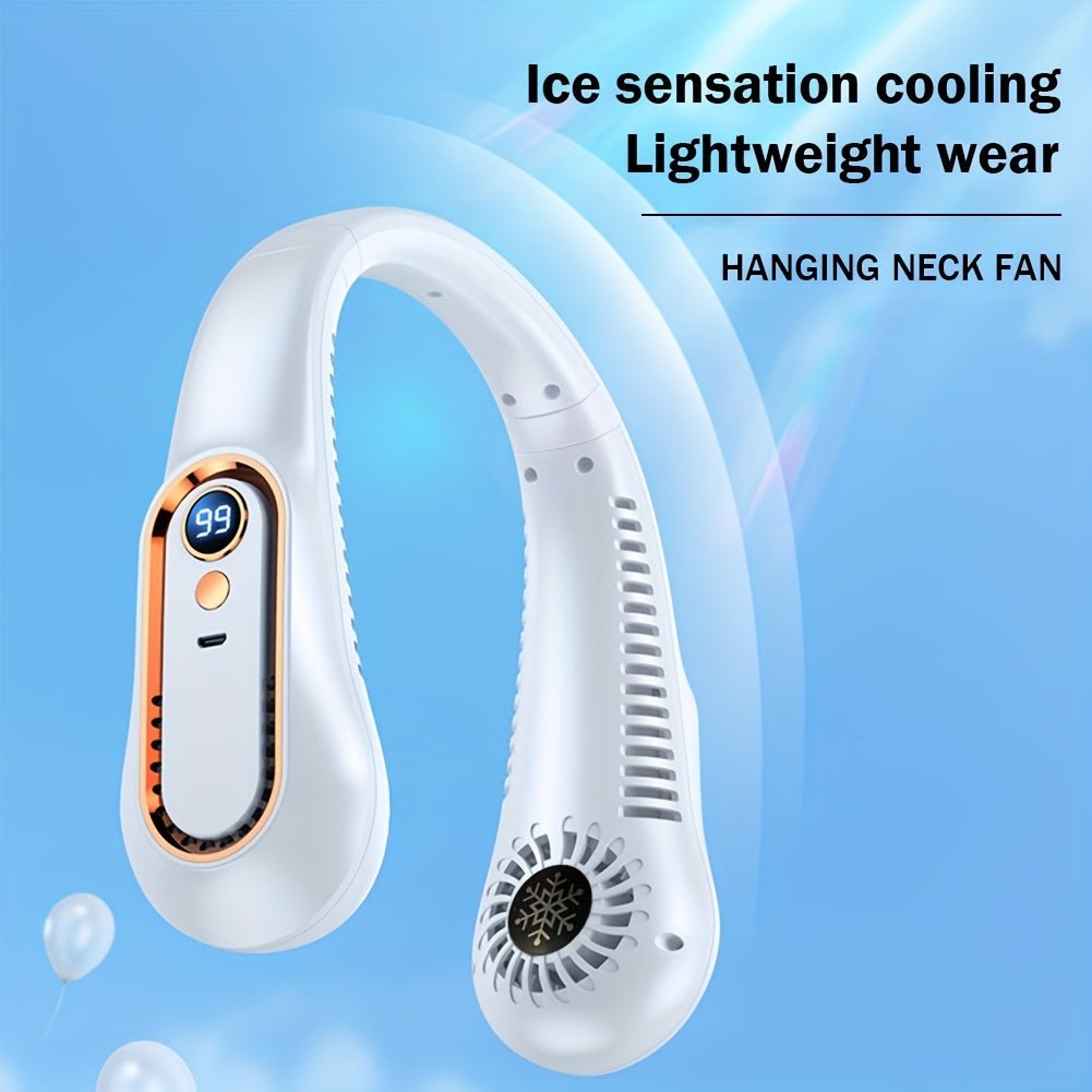 USB Rechargeable 5-Speed Adjustable Bladeless Neck Fan with Digital Display, view 9