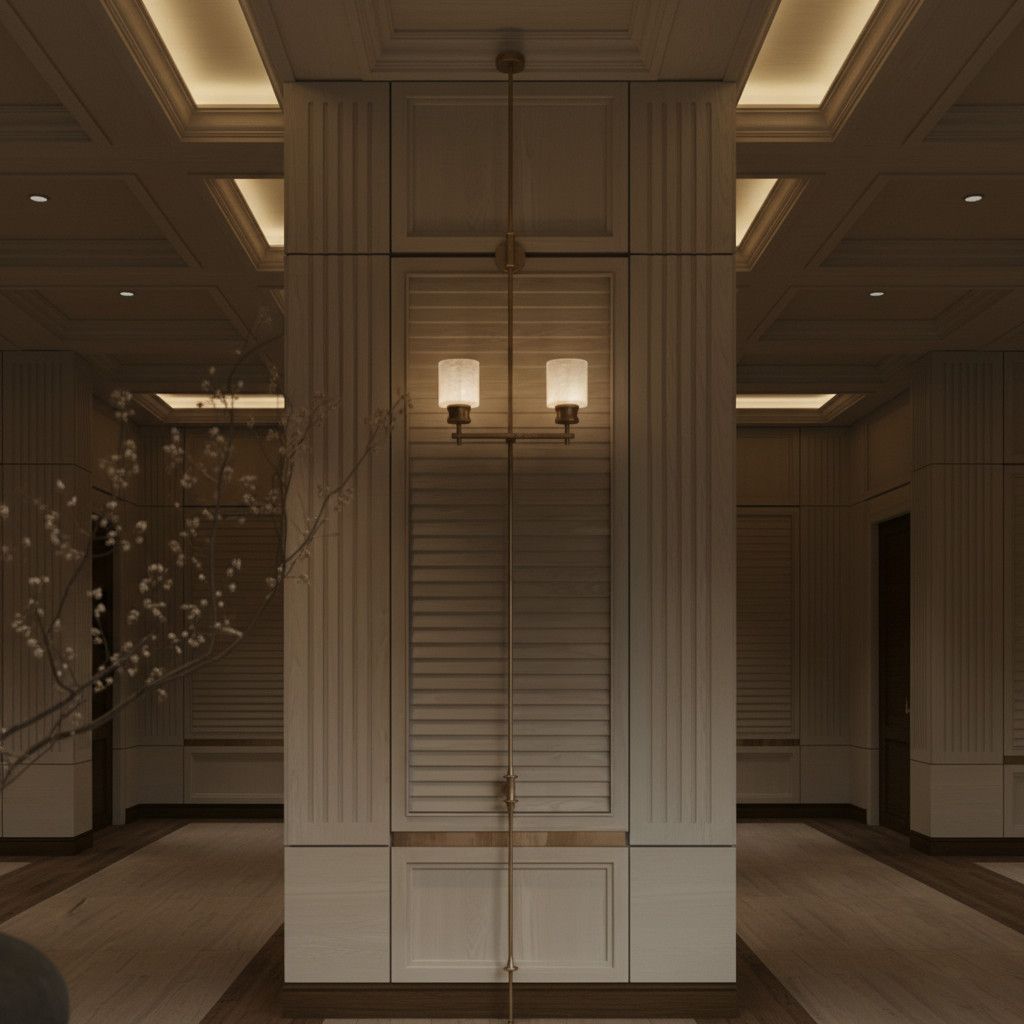 Vertical Brass Dual Glass Cylinder Wall Lamp with Strap Detail | Thrascher
