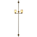 Vertical Brass Dual Glass Cylinder Wall Lamp with Strap Detail | Thrascher