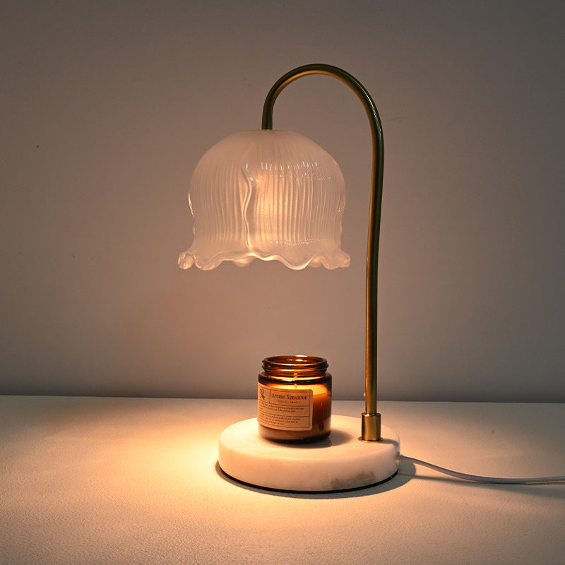 Vintage-Glass-Bell-Shade Marble-Base Table Lamp | Thrascher