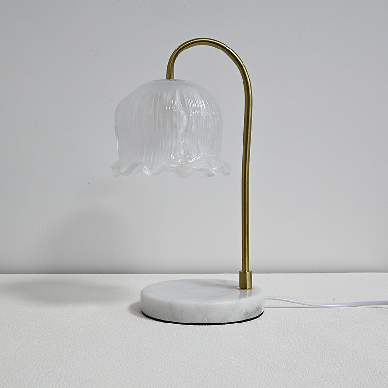 Vintage-Glass-Bell-Shade Marble-Base Table Lamp | Thrascher