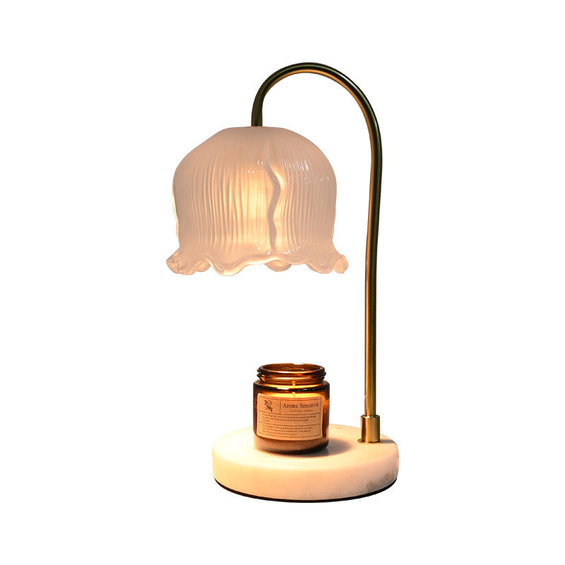 Vintage-Glass-Bell-Shade Marble-Base Table Lamp | Thrascher