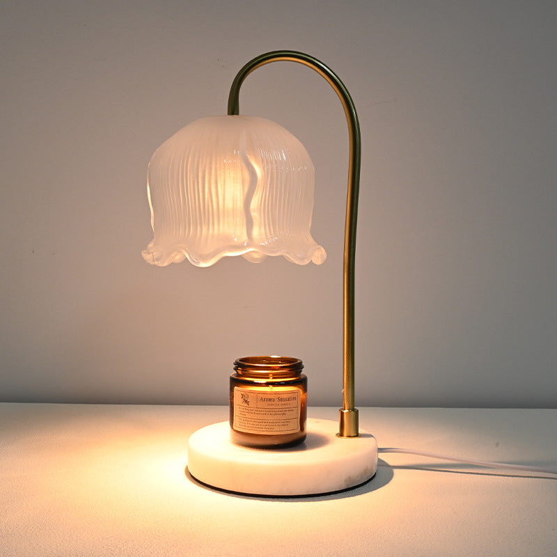 Vintage-Glass-Bell-Shade Marble-Base Table Lamp | Thrascher