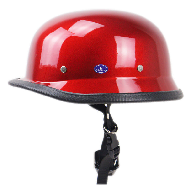 Vintage Half-Helmet Motorcycle Headgear, Adjustable Straps and Padded Interior, view 2