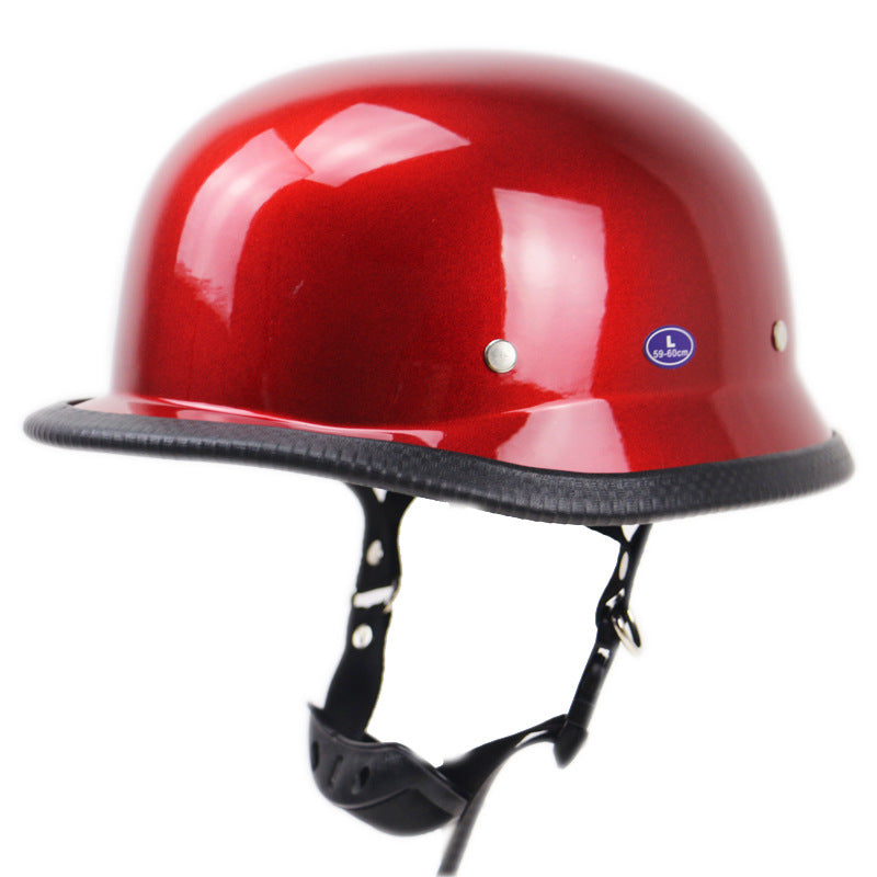 Vintage Half-Helmet Motorcycle Headgear, Adjustable Straps and Padded Interior