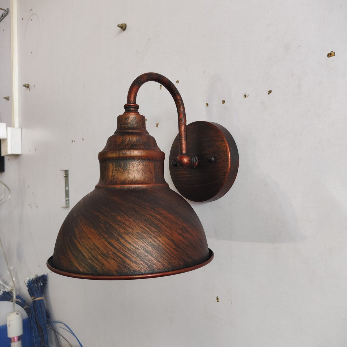 Vintage Industrial Worn Metal Wall Lamp with Curved Arms | Thrascher