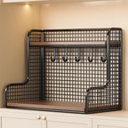 Wall-Mounted Double Shelf Organizer with Hooks | Thrascher