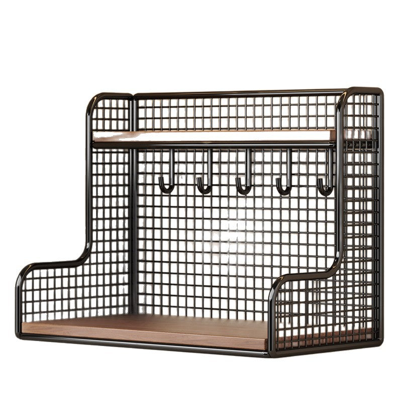 Wall-Mounted Double Shelf Organizer with Hooks | Thrascher