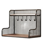 Wall-Mounted Double Shelf Organizer with Hooks | Thrascher