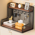 Wall-Mounted Double Shelf Organizer with Hooks | Thrascher