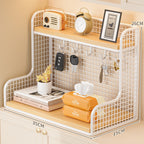 Wall-Mounted Double Shelf Organizer with Hooks | Thrascher