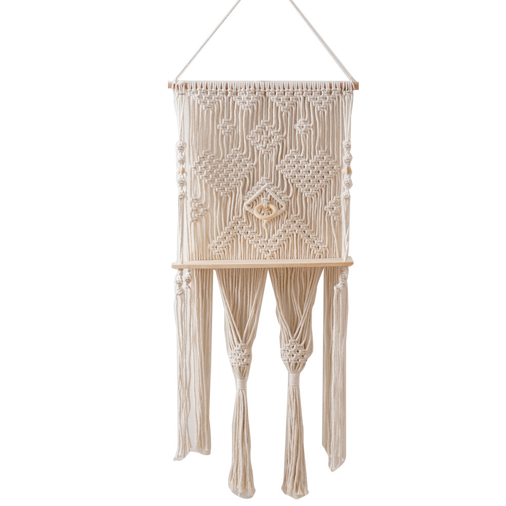Wall-Mounted Macrame Tapestry with Shelf | Thrascher