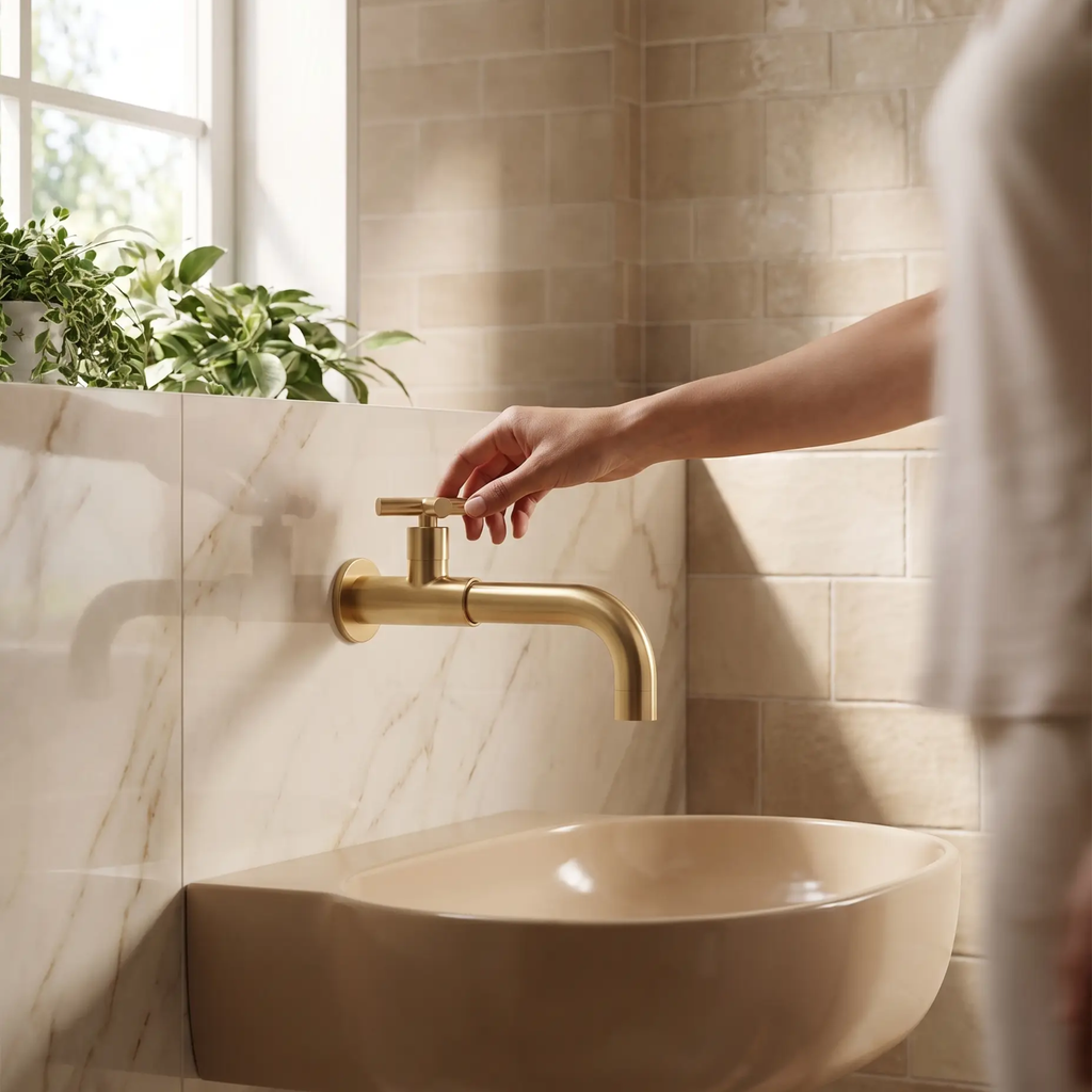 Wall-Mounted Stainless Steel Bathroom Faucet with Swivel Spout, 15 cm, view 4