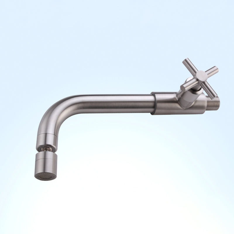 Wall-Mounted Stainless Steel Bathroom Faucet with Swivel Spout, 15 cm