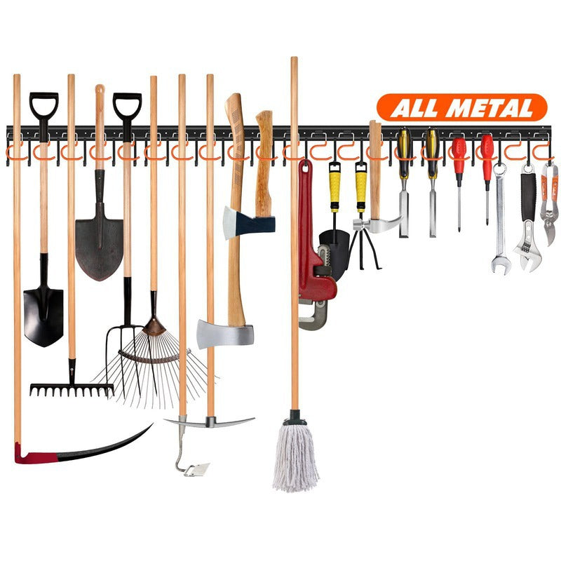 Wall-Mounted Tool Holder for Shovels, Hammers and Screwdrivers