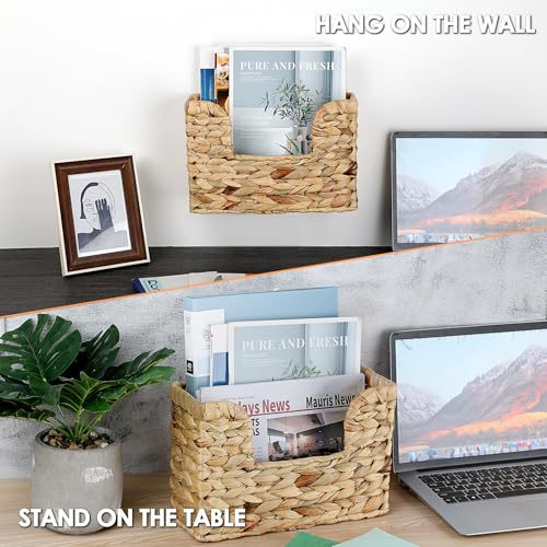 Wall Shelf made of Untreated Wood with Rattan Inserts | Thrascher