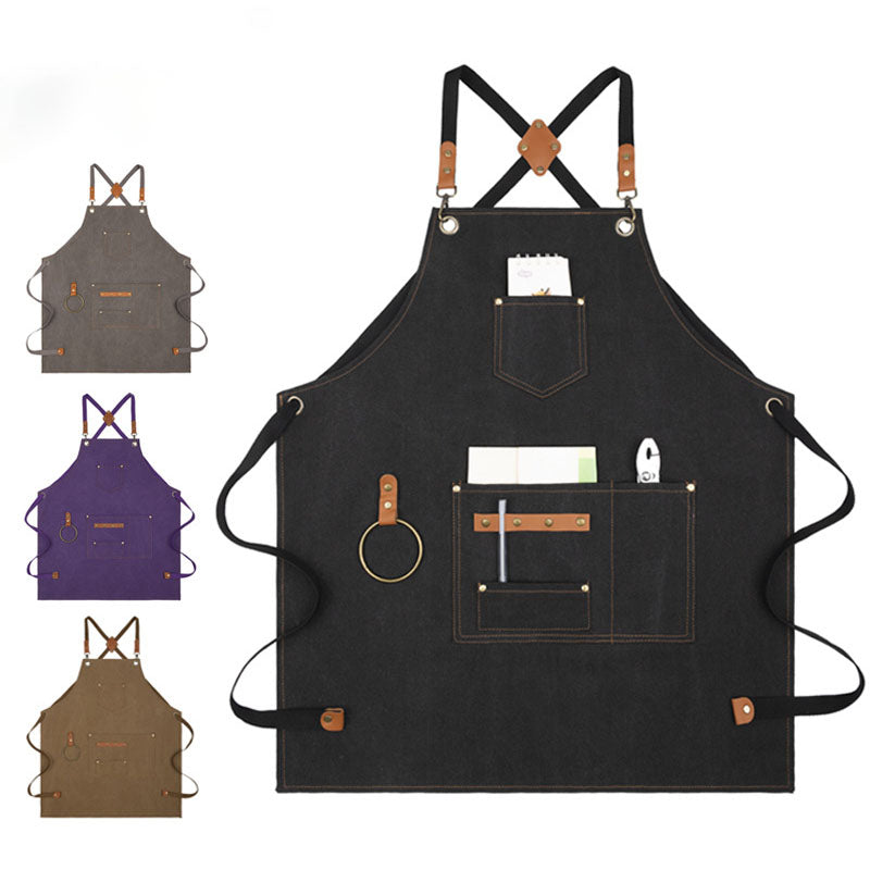 Waterproof Polyester-Cotton Canvas Sleeveless Apron, One Size