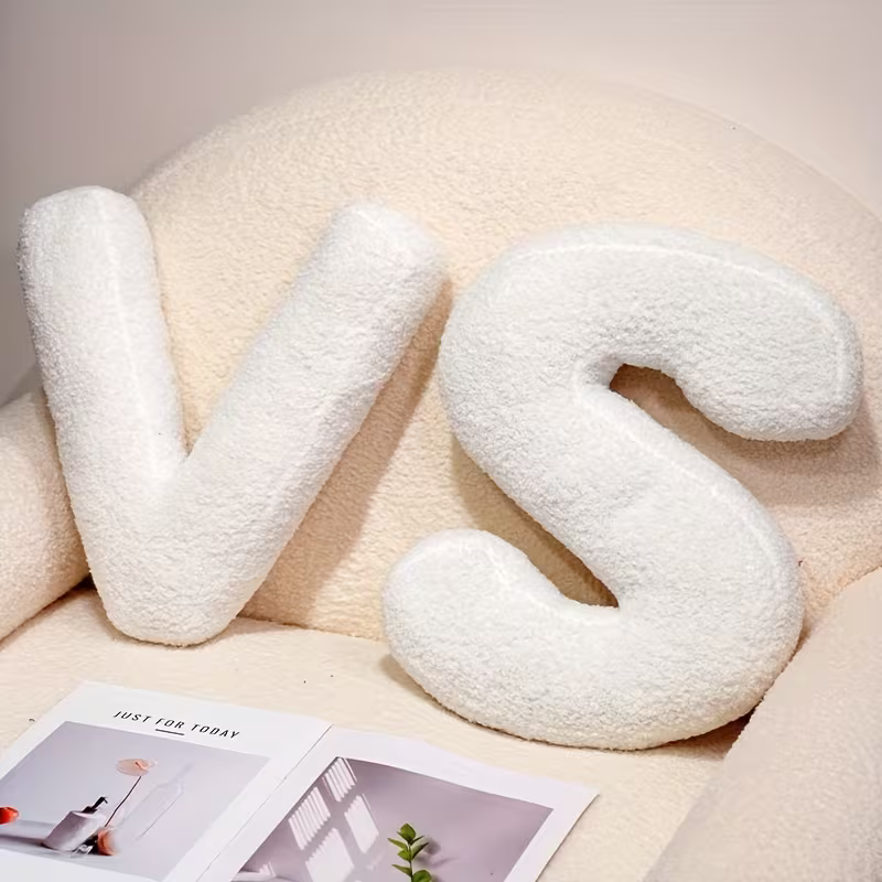 White Polyester Letter Decorative Pillow with PP Cotton Filling, view 8
