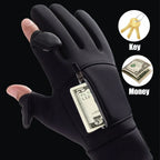 Winter Gloves with Fold-Back Thumb and Index Finger, Polyester + TPU