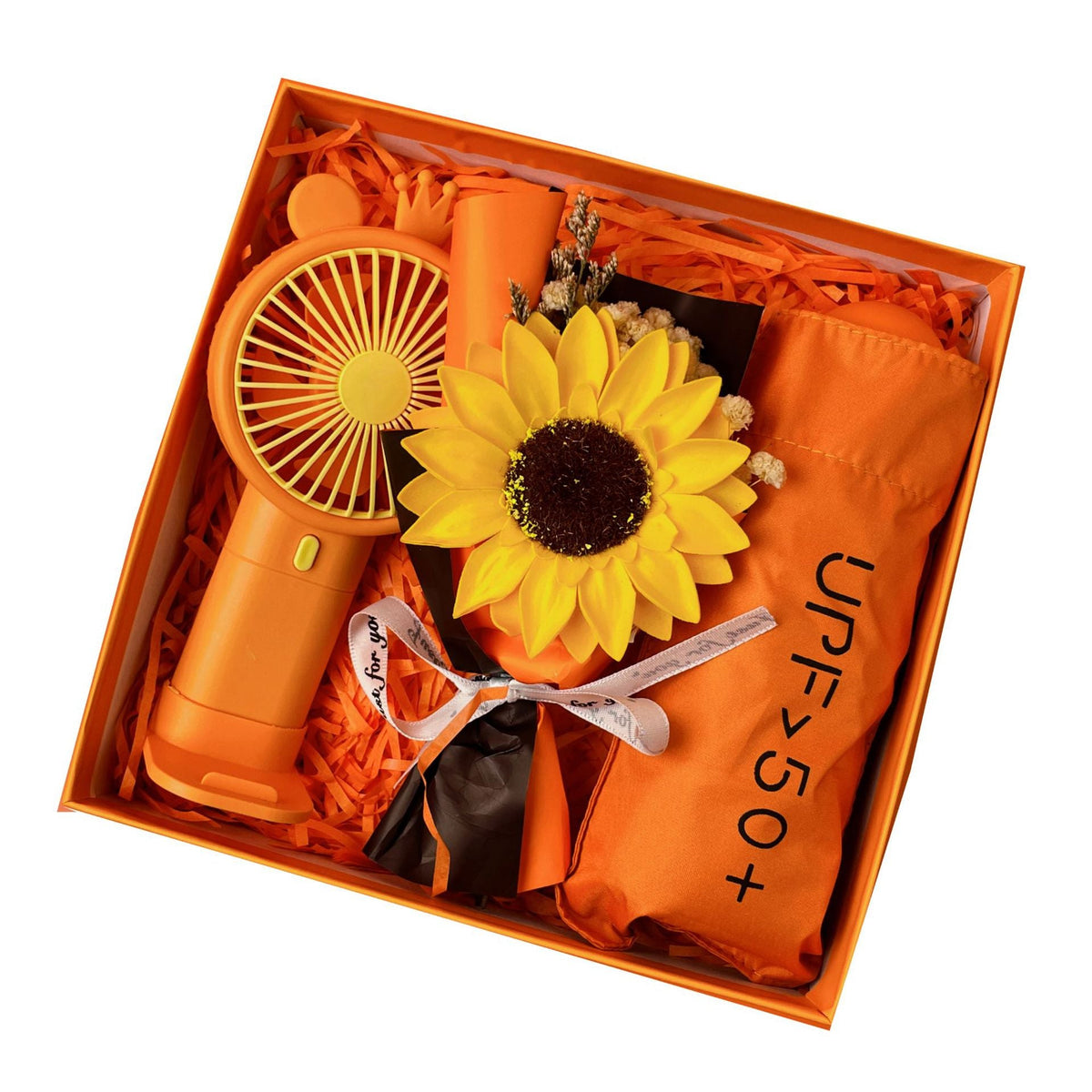 Women's Gift Set with Ceramic Mug, Compact UV Umbrella and Artificial Flowers, view 8
