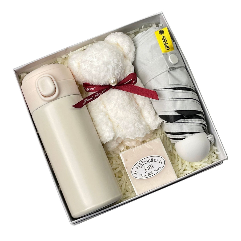 Women's Gift Set with Ceramic Mug, Compact UV Umbrella and Artificial Flowers, view 9