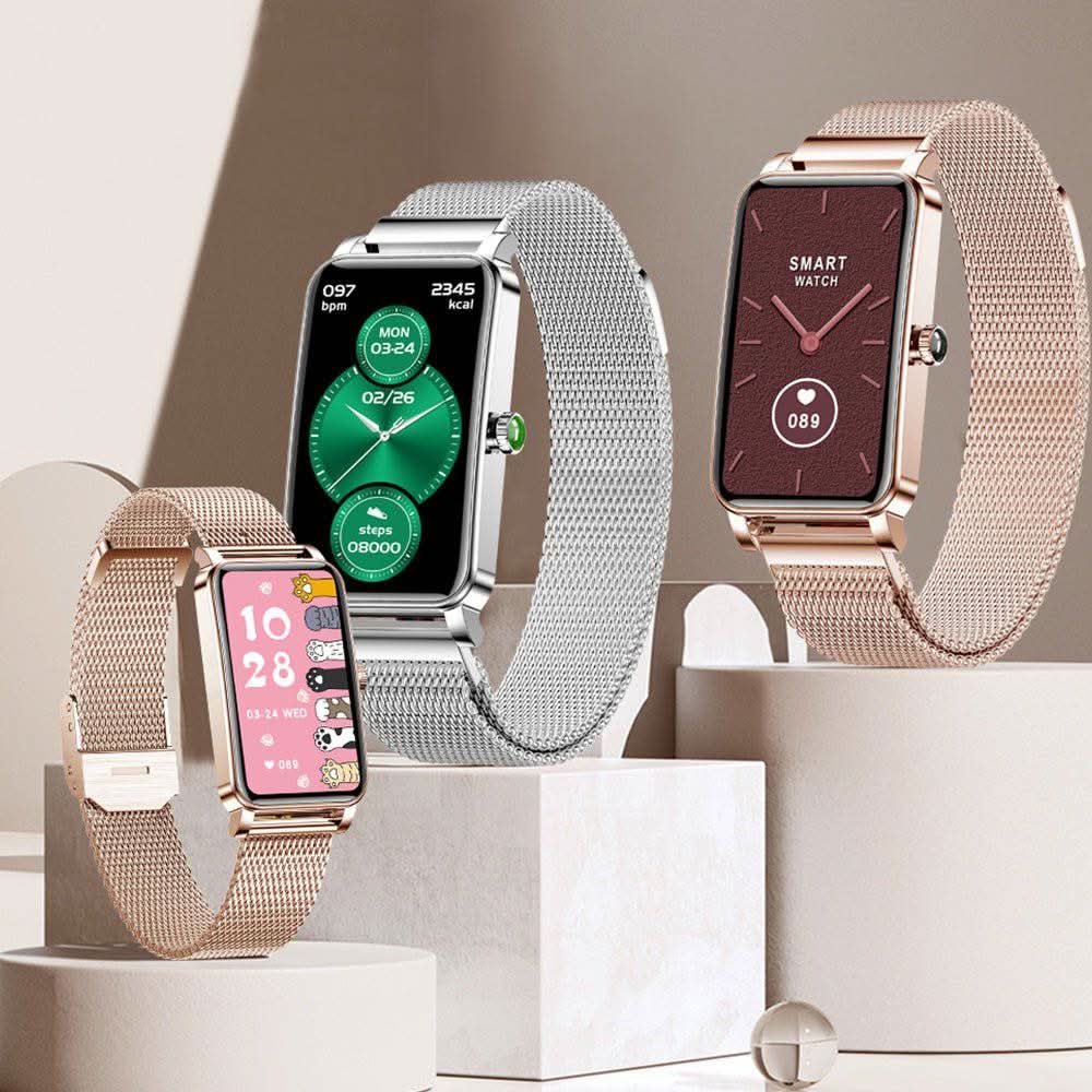 Women's Smartwatch with 1.45-Inch Touchscreen, Stainless Steel Band, view 3