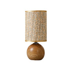 Wood Base Woven Rattan Umbrella Table Lamp | Thrascher